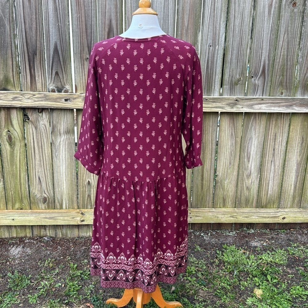 Garnet Hill Bohemian Pocket Midi, Pocket Silky Lined Dress, size 14 - Picture 4 of 7